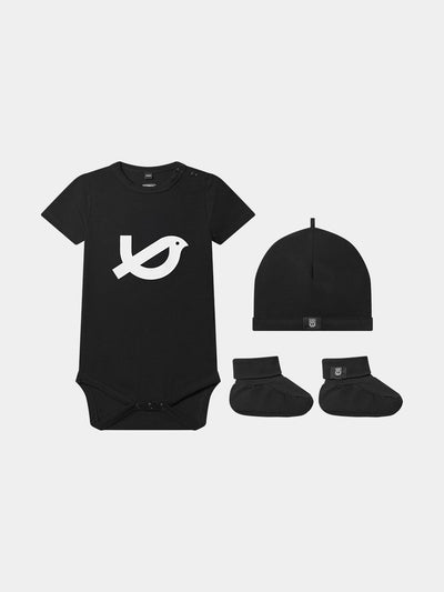 Baby Geschenkset schwarz Spatz