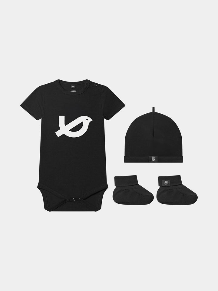 Baby Geschenkset schwarz Spatz