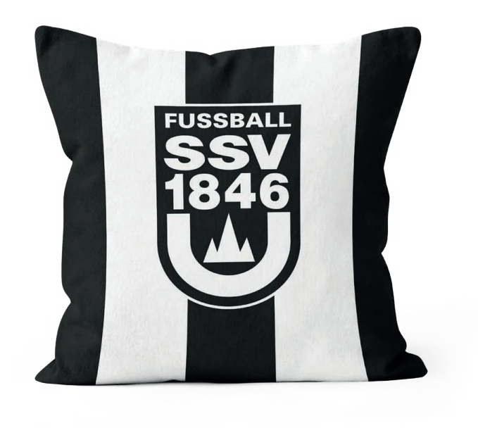 Dekokissen SSV schwarz weiß gestreift – SSV Ulm 1846 Fußball